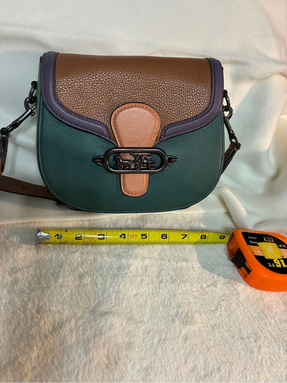 Coach Crossbody Leather Green/Colorblock Bag